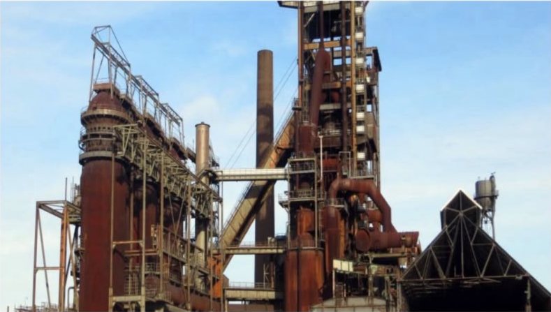 Blast furnace and stoves at an iron and steel works
